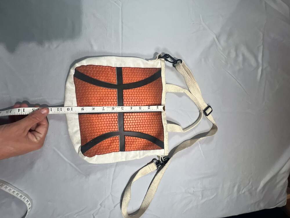 Vintage Basketball Print Canvas Tote Crossbody Bag - Picture 6 of 6